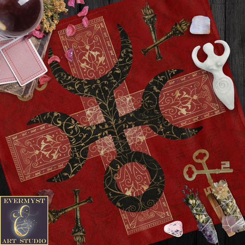 Hecate Symbol Altar Cloth - Witch Pagan Tarot Mat Decor 22X22 Inch Twill Square