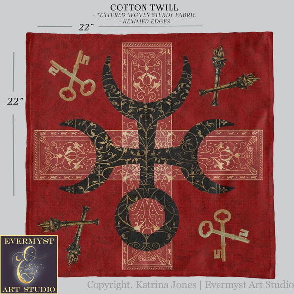 Hecate Symbol Altar Cloth - Witch Pagan Tarot Mat Decor Square