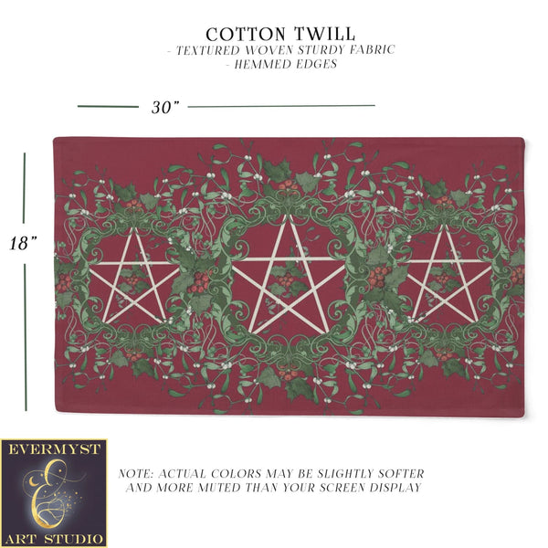 Holly Red Pentacle Altar Cloth Yule Of Tarot Rec