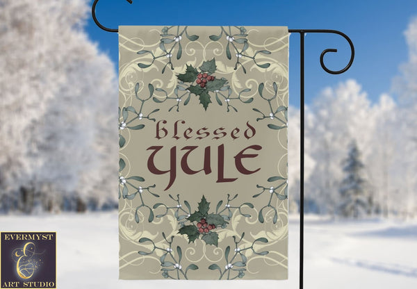 Holly Yule Blessings Garden Flag Yuletide Decoration