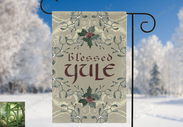 Holly Yule Blessings Garden Flag Yuletide Decoration