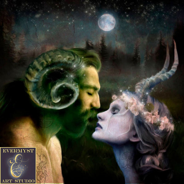 Horned God Canvas Art Fantasy Print Goddess Mythic