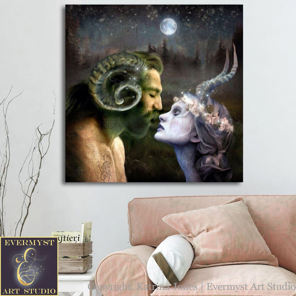 Horned God Canvas Art Fantasy Print Goddess Mythic