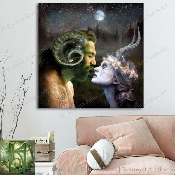 Horned God Canvas Art Fantasy Print Goddess Mythic
