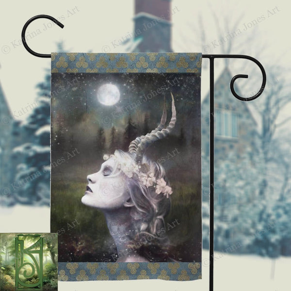 Horned Goddess Garden Flag - Witchy Pagan Decor For Your
