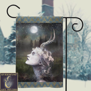 Horned Goddess Garden Flag - Witchy Pagan Decor For Your