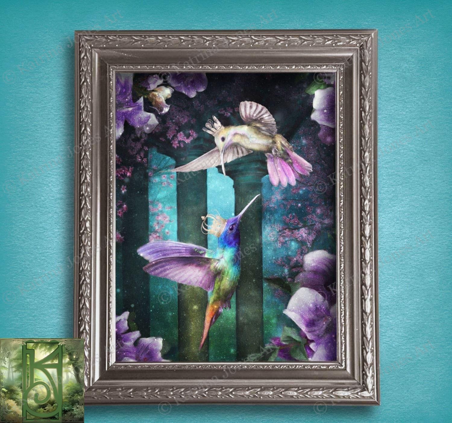 Hummingbird Art Painting Print Fantasy Fairycore
