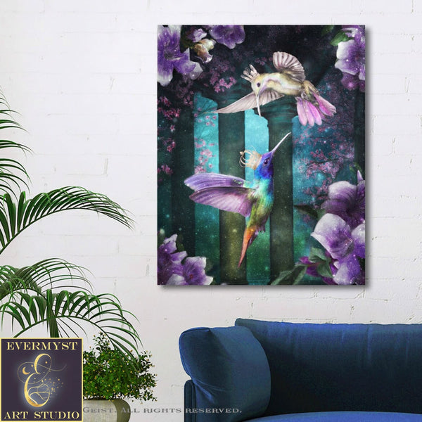 Hummingbird Art Painting Print Fantasy Fairycore