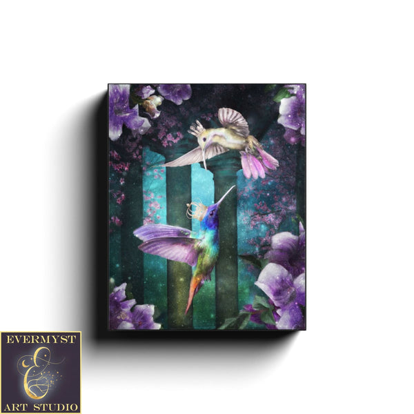 Hummingbird Art Painting Print Fantasy Fairycore 8 X 10 Canvas