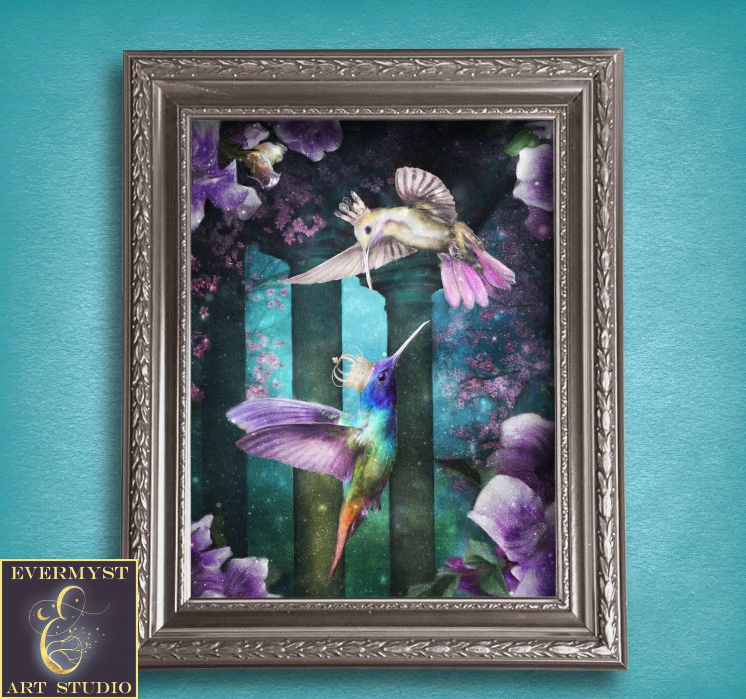 Hummingbird Art Painting Print Fantasy Fairycore