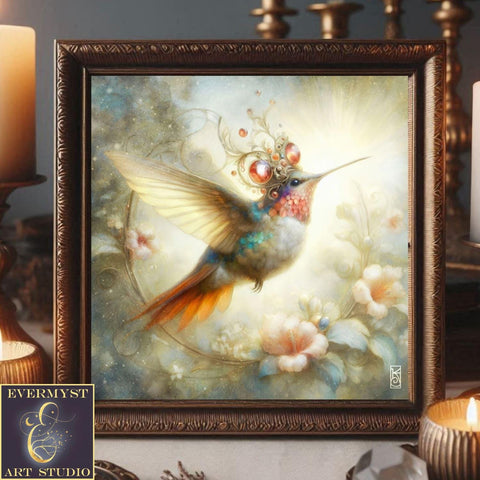 Enchanted Animal Spirit Hummingbird Painting Art Print