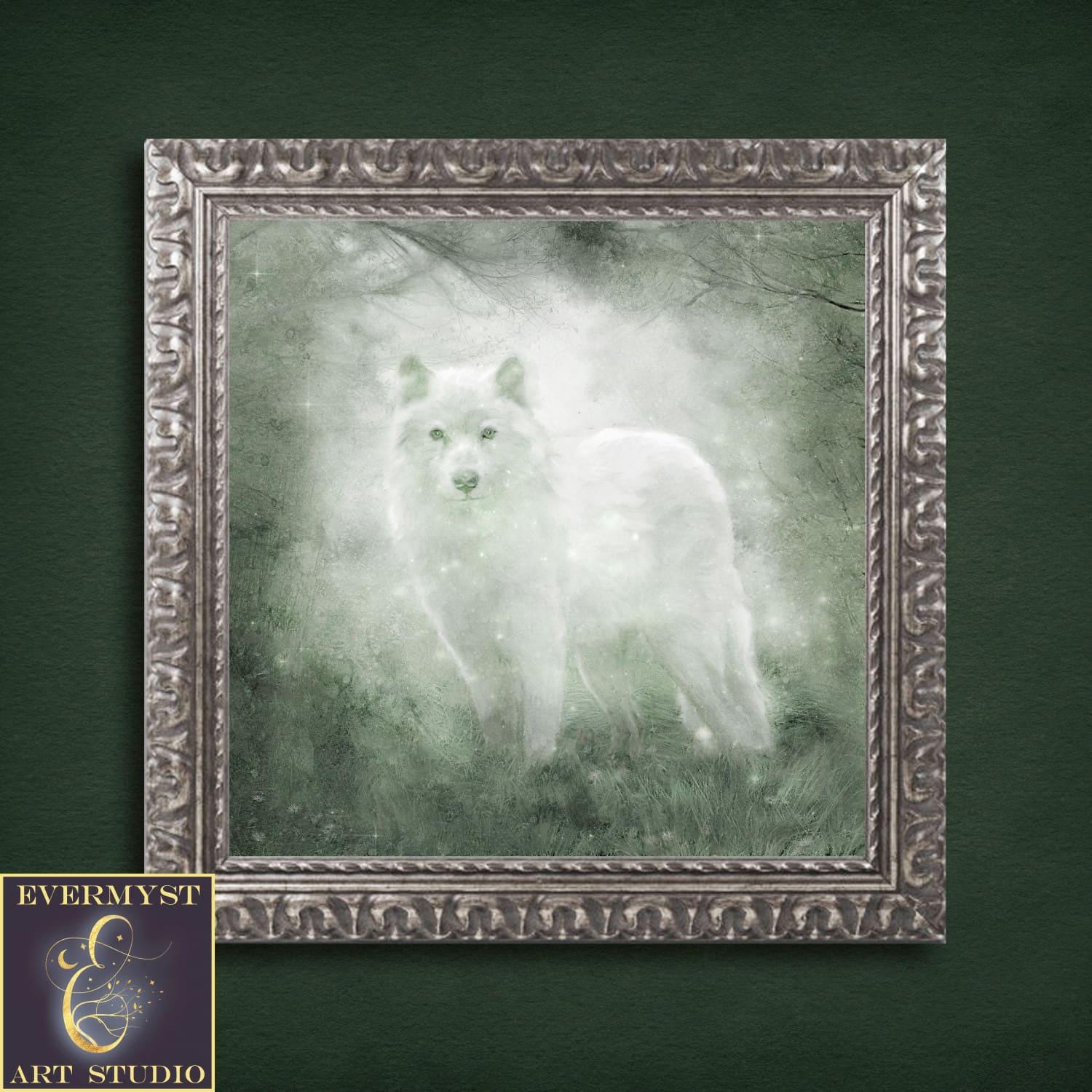 White Wolf Painting Canvas Art Spirit Animal Mythic Creature