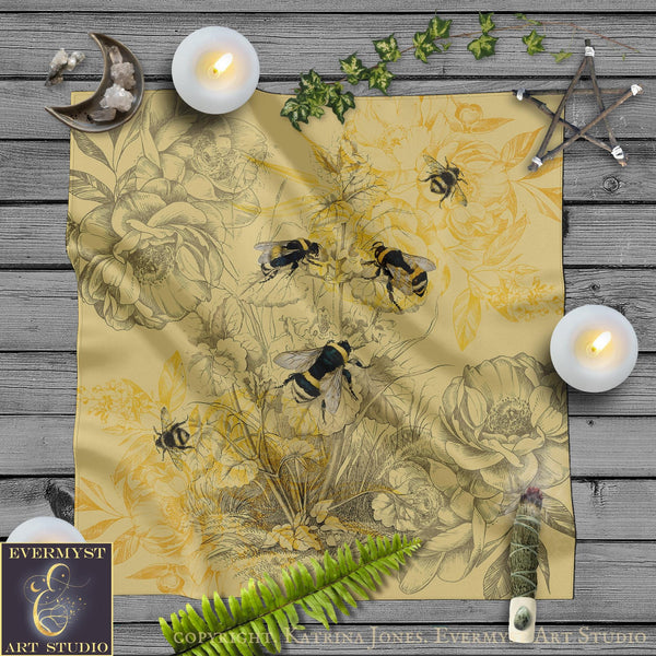 a picture of bees on a yellow background