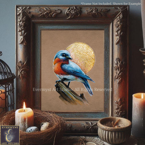 Bluebird Art Print - Bluebird Illustration - Bird Painting Artwork - by Artist
