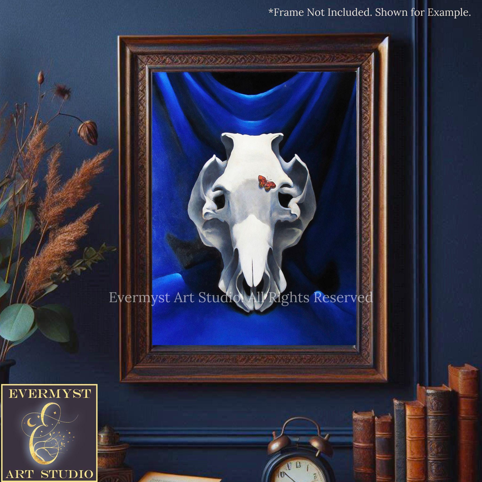Animal Skull Signed Art Print - Skull Painting Artwork - Signed by Artist Art - Modern Fine Art Still Life Painting