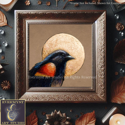 Red Winged Blackbird Art Print - Blackbird Illustration - Bird Painting Artwork - by Artist