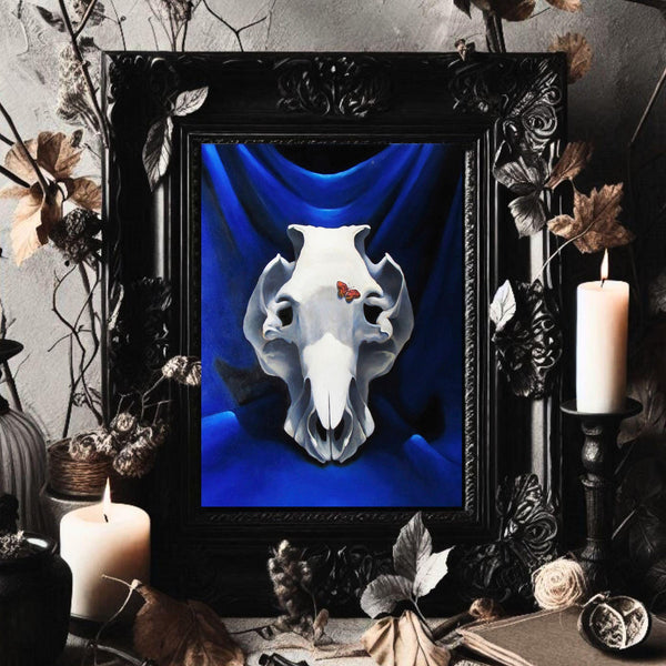 Animal Skull Signed Art Print - Skull Painting Artwork - Signed by Artist Art - Modern Fine Art Still Life Painting