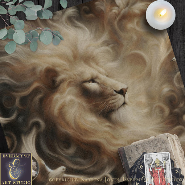 Lion Altar Cloth or Tarot Mat - Animal Wildlife Altar Tarot Witch Decor