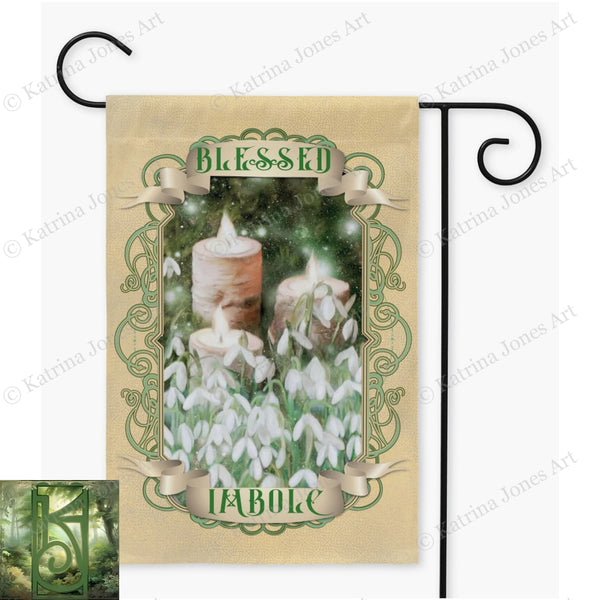 Imbolc Garden Flag - Blessed Wicca Pagan Spring Decoration Single / 12X18 Inch