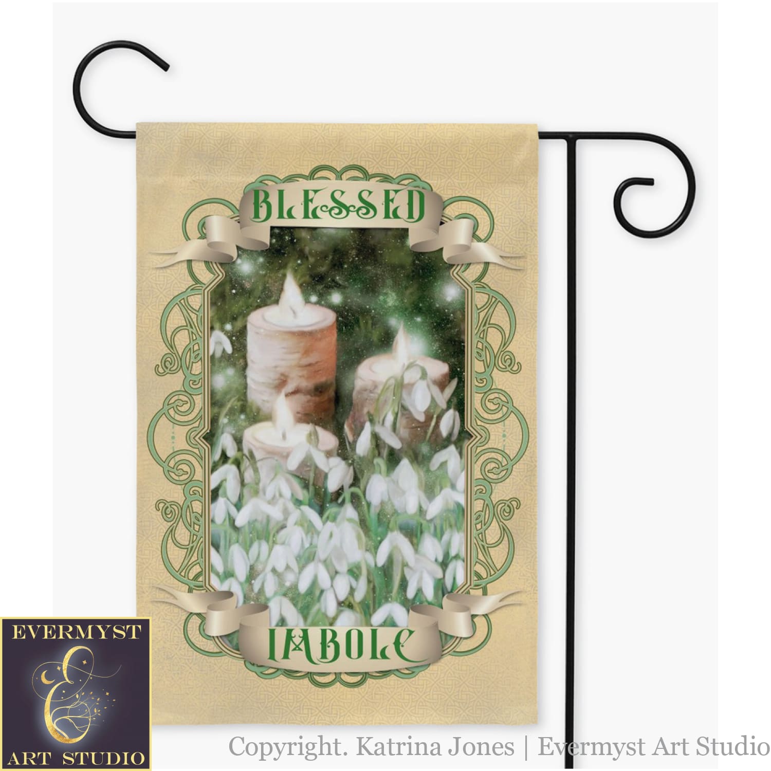 Imbolc Garden Flag - Blessed Wicca Pagan Spring Decoration Single / 12X18 Inch