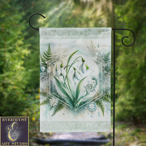 Imbolc Garden Flag Snowdrop Flowers Pagan Yard Banner Sign Decoration Spring Wicca Welcome Decor