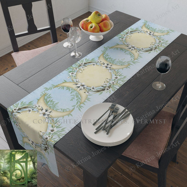 Imbolc Triple Moon Table Runner Altar Cloth Runner
