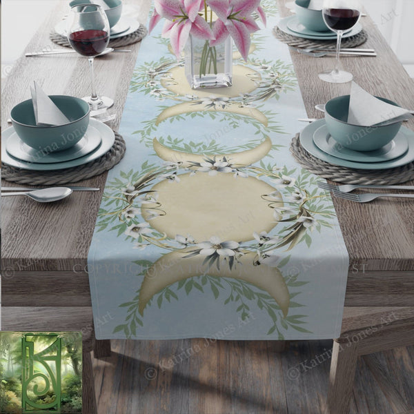 Imbolc Triple Moon Table Runner Altar Cloth Runner