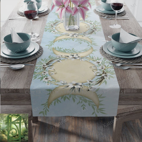Imbolc Triple Moon Table Runner Altar Cloth Runner