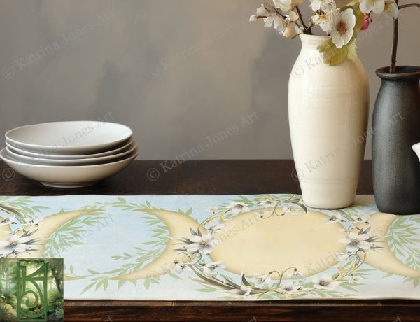 Imbolc Triple Moon Table Runner Altar Cloth Runner