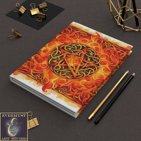 Journal Hardcover Note Book Element Of Fire Pentacle Wicca Pagan Witch Ruled Blank Writing Elements