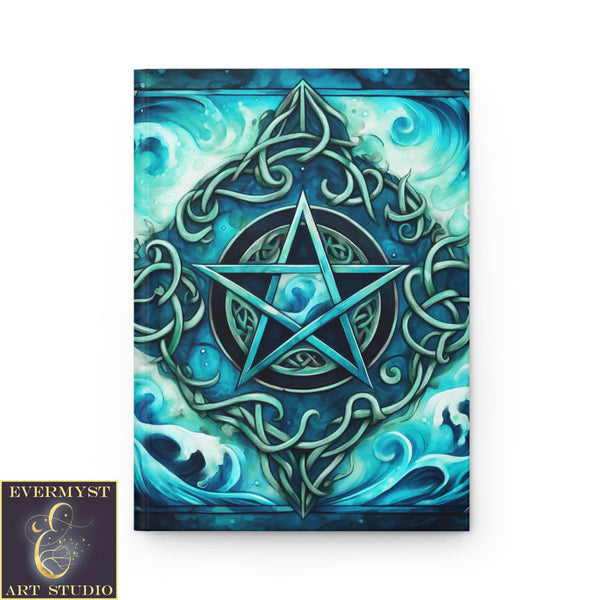 Journal Hardcover Note Book Element Of Water Pentacle Wicca Pagan Witch Ruled Blank Writing