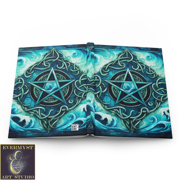 Journal Hardcover Note Book Element Of Water Pentacle Wicca Pagan Witch Ruled Blank Writing