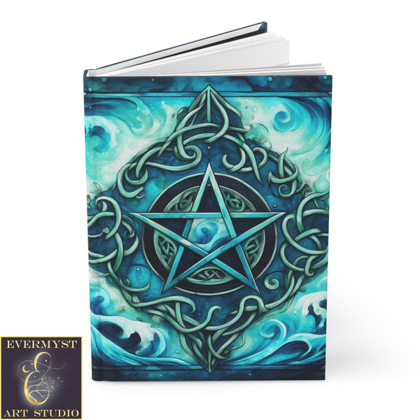 Journal Hardcover Note Book Element Of Water Pentacle Wicca Pagan Witch Ruled Blank Writing