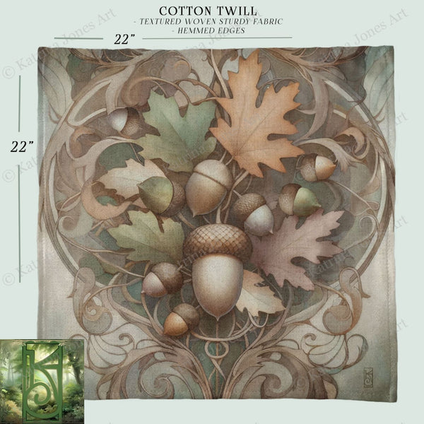 a picture of a painting of leaves and acorns