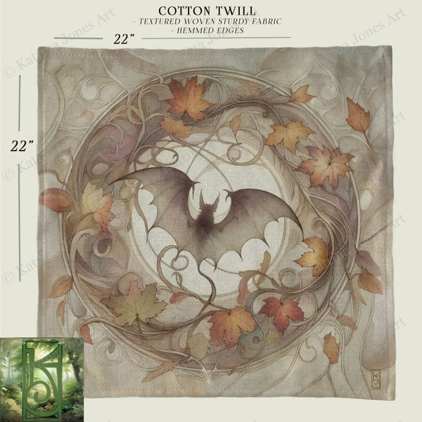 a drawing of a bat surrounded by leaves