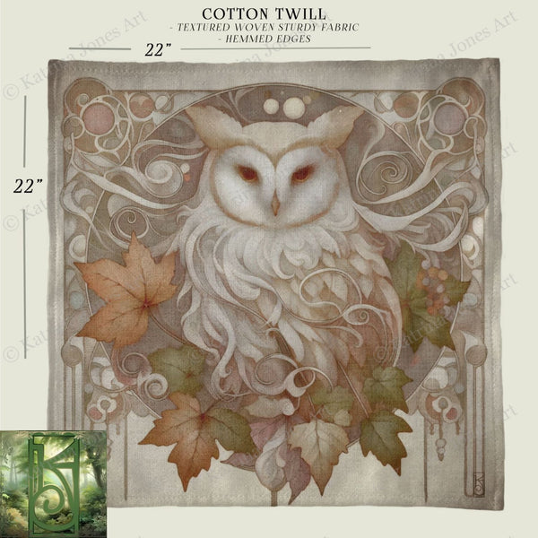 a picture of an owl with leaves on it