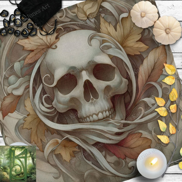 a painting of a skull surrounded by candles