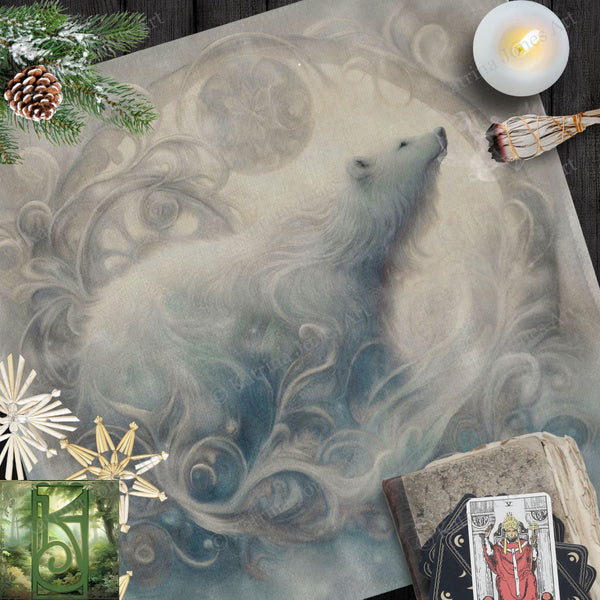 a picture of a polar bear on a table