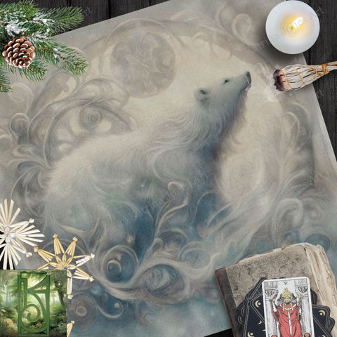 a picture of a polar bear on a table