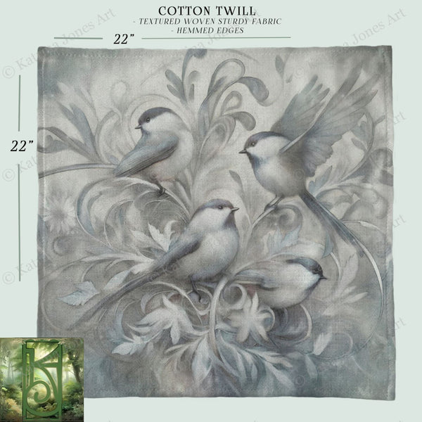 a drawing of three birds sitting on a branch