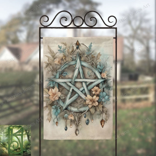 a picture of a pentagramil with flowers and leaves