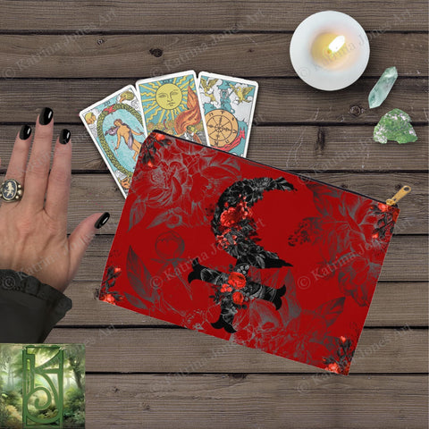 Lilith Goddess Symbol Accessory Pouches Witch Wicca Pagan Nature Design Zippered Tarot Bag Pouch