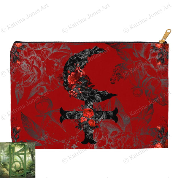 Lilith Goddess Symbol Accessory Pouches Witch Wicca Pagan Nature Design Zippered Tarot Bag Pouch