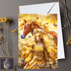 Litha Summer Solstice Celtic Goddess Greeting Card Stationary Set Notecards 1