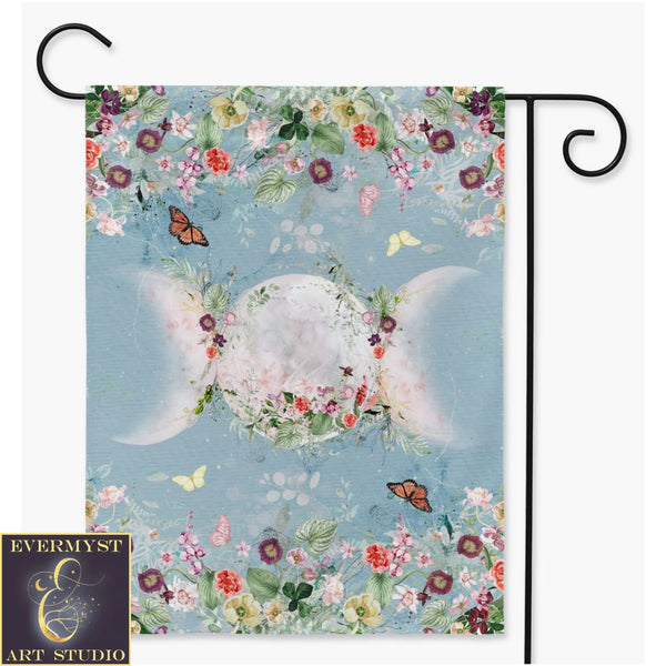 Litha Triple Moon Garden Flag - Summer Solstice Wiccan Decor