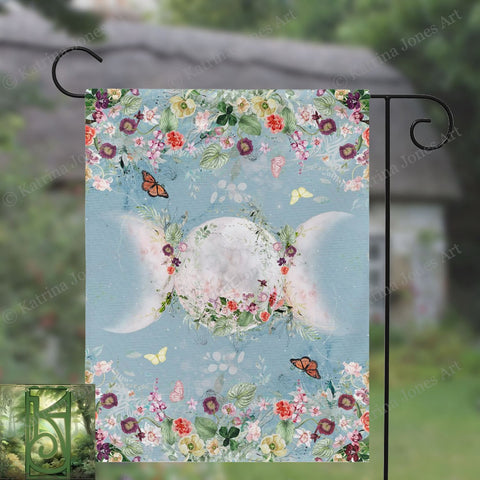 Litha Triple Moon Garden Flag - Summer Solstice Wiccan Decor Single / 12X18 Inch