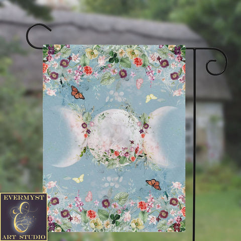 Litha Triple Moon Garden Flag - Summer Solstice Wiccan Decor Single / 12X18 Inch