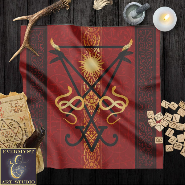 Lucifer Symbol Altar Cloth - Witch Pagan Tarot Mat Decor Square