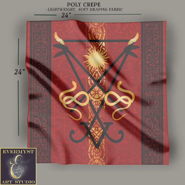 Lucifer Symbol Altar Cloth - Witch Pagan Tarot Mat Decor Square