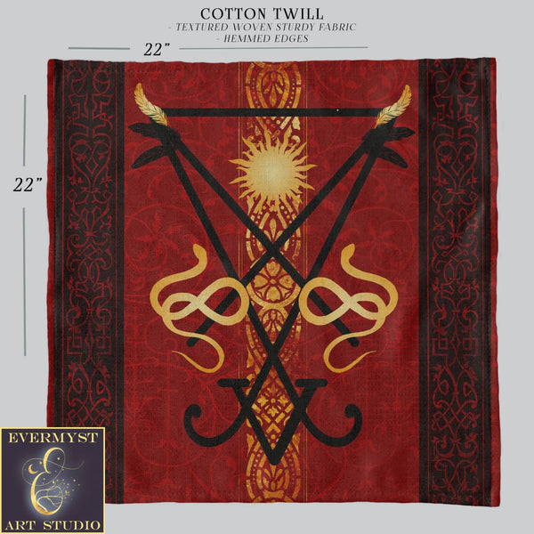 Lucifer Symbol Altar Cloth - Witch Pagan Tarot Mat Decor Square